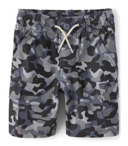 Childrens Place Grey Thunderstorm Camo Cargo Shorts